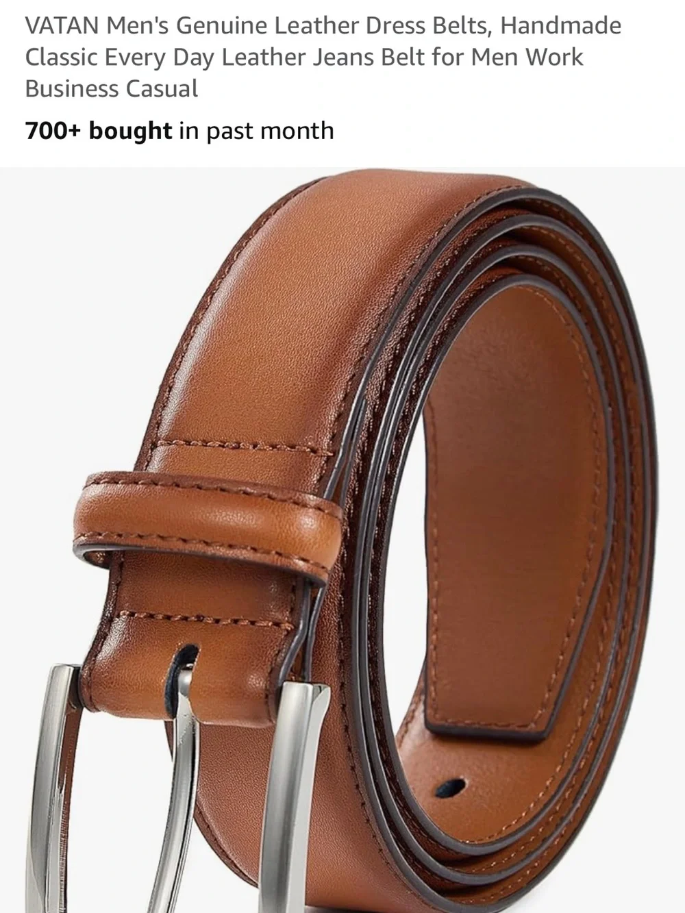 Men's Tan Leather Belt - Unbranded Classic Dress Belt